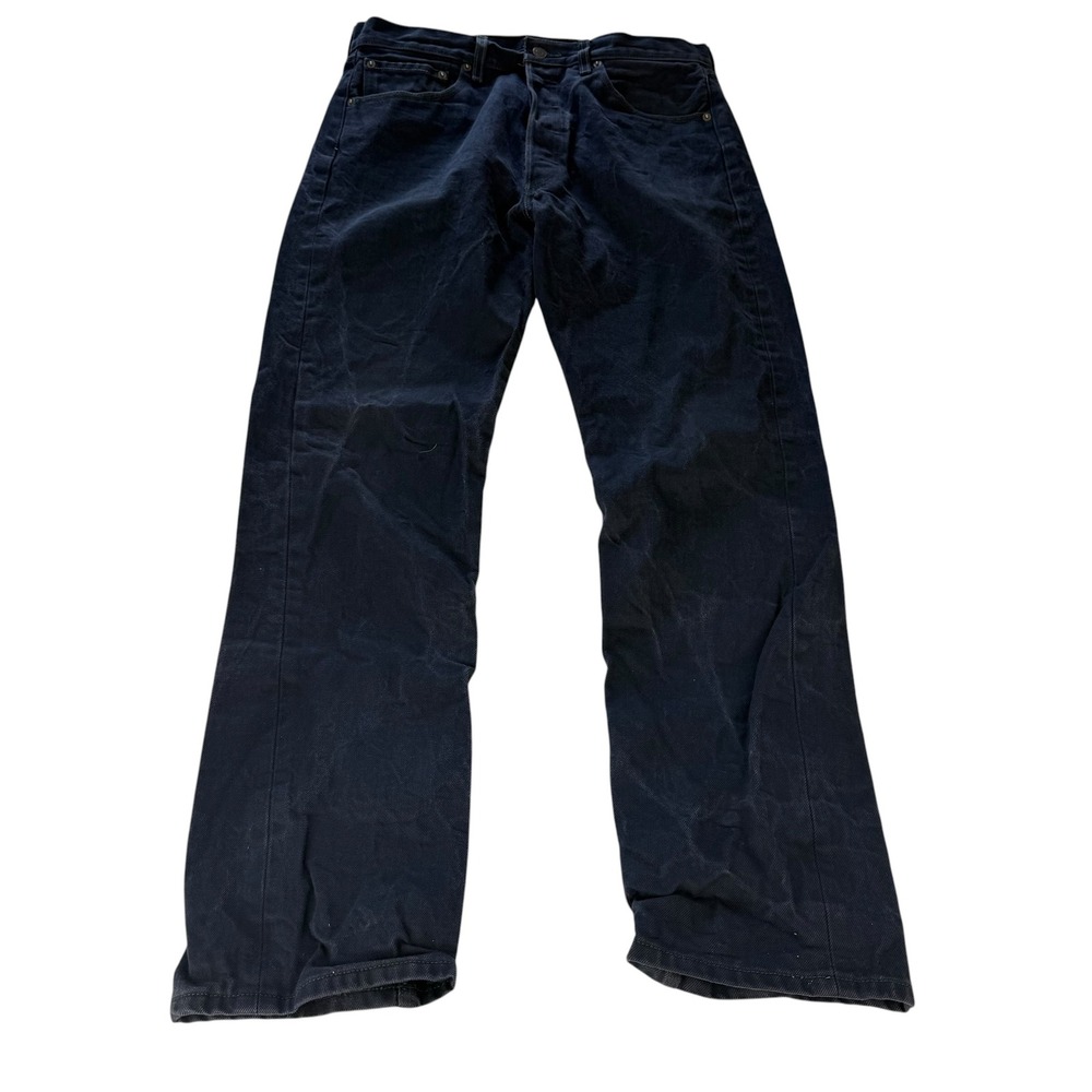 Levis 501 Original Fit Jeans Mens 34x34 Navy Blue Dark Wash Button Fly Straight